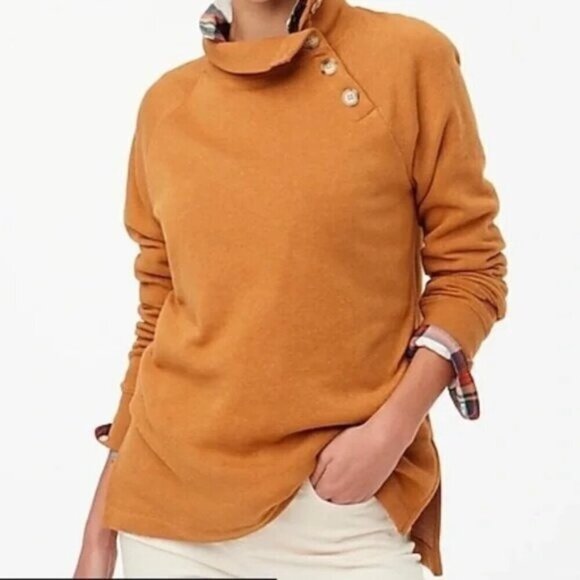 J. Crew Wide Button Collar Pullover‎ Sweatshirt XS - Picture 1 of 7